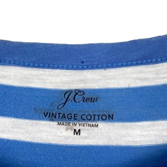 J Crew Blue White Stripped Vintage Cotton Boat Neck T Shirt Maxi Dress US M - Picture 5 of 8